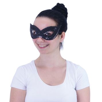 Škraboška - maska s flitry černá