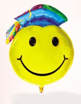 Balón foliový Smajlík - promoce barevný 95 cm
