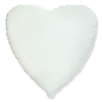 Balón foliový 45 cm  Srdce bílé - Valentýn / Svatba
