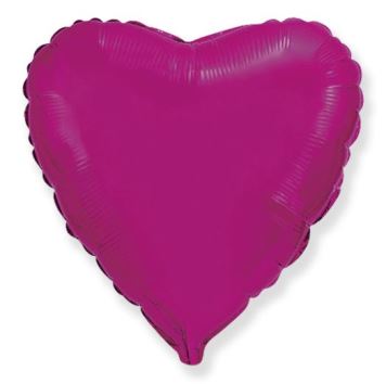 Balón foliový 45 cm  Srdce tmavě růžové FUCHSIE - Valentýn / Svatba