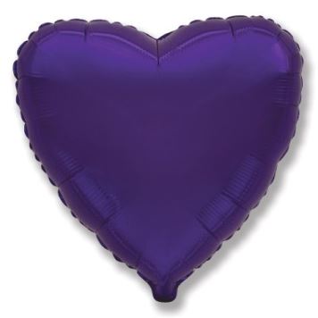 Balón foliový 45 cm  Srdce fialové - Valentýn / Svatba