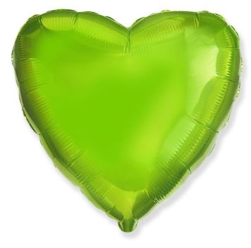 Balón foliový 45 cm  Srdce zelená limetka - Valentýn / Svatba