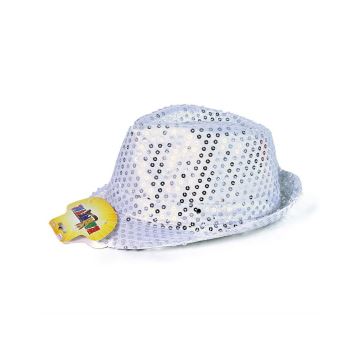 klobouk s flitry - disco stříbrný s LED - 80.léta - Silvestr