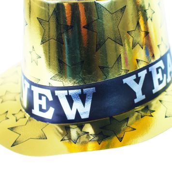 Klobouk - cylindr zlatý HAPPY NEW YEAR - Silvestr