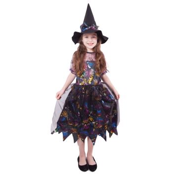 Kostým čarodějnice barevná vel. S EKO - Halloween
