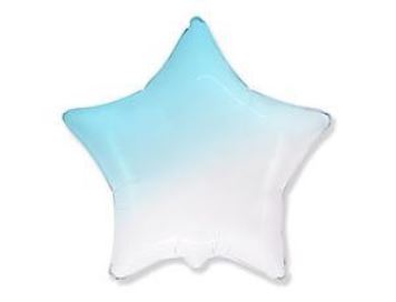 Balón fóliový hvězda ombré - modrobílá - 48 cm