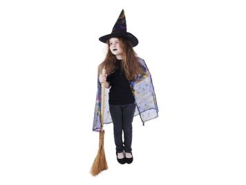Kostým čaroděj - čarodějnice s pláštěm + kloboukem / HALLOWEEN