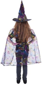 Kostým čaroděj - čarodějnice s pláštěm + kloboukem / HALLOWEEN