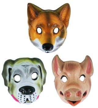 Maska plastová - zvířata domácí 3 druhy