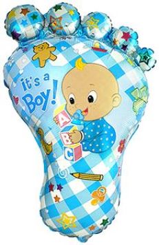 Balón foliový noha kluk - Baby shower - chlapeček - 96 cm