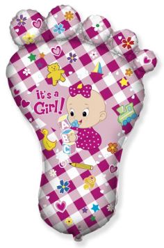 Balón foliový noha holka - Baby shower - holčička - 96 cm