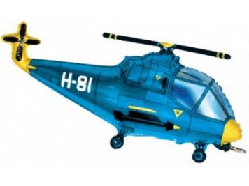 Balón foliový Helikoptéra - vrtulník - modrá 60 cm