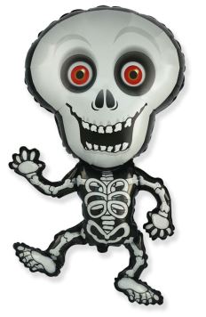 Balón foliový Skeleton - Kostra - kostlivec - 82 cm - Halloween - černo-šedý