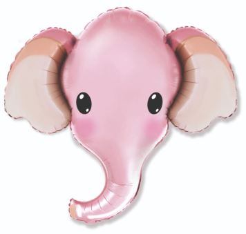 Fóliový balónek Slon - růžový - safari - Baby shower -  81 cm