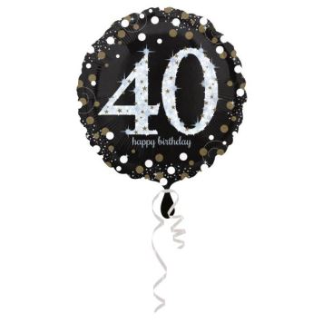 Balón foliový 40 let - Happy birthday - narozeniny - 43 cm
