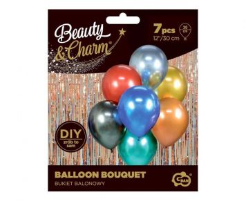 Sada latexových balónků - chromovaná mix barev - 7 ks - 30 cm