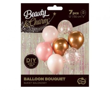 Sada latexových balónků - chromovaná růžová 7 ks - 30 cm