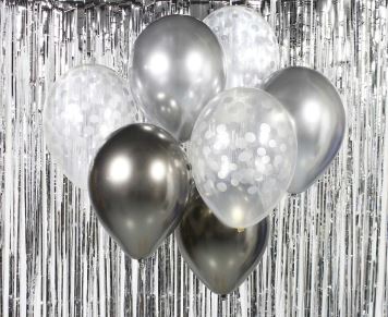 Sada latexových balónků - chromovaná stříbrná 7 ks - 30 cm