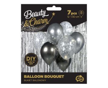 Sada latexových balónků - chromovaná stříbrná 7 ks - 30 cm