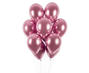 Balónek chromovaný 1 KS lesklý růžový - průměr 33 cm