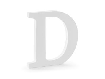Dřevěné písmeno "D" - bílé, 19,5 x 20 cm