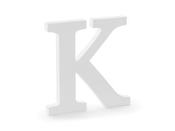 Dřevěné písmeno "K" - bílé, 19,5 x 20 cm