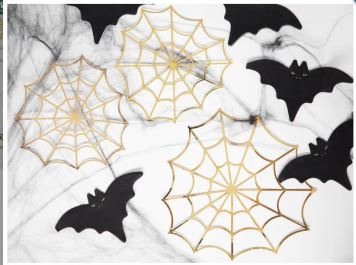 Dekorace pavučina - zlatá - Halloween - 3 ks