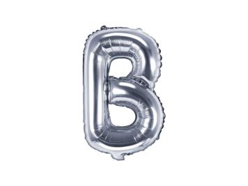 Balón foliový písmeno "B", 35cm, STŘÍBRNÝ (NELZE PLNIT HELIEM)