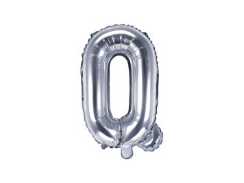 Balón foliový pismeno "Q", 35cm, STŘÍBRNÝ (NELZE PLNIT HELIEM)