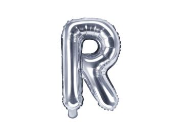 Balón foliový písmeno "R", 35cm, STŘÍBRNÝ (NELZE PLNIT HELIEM)