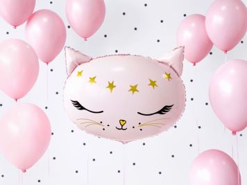 Balón foliový kočka - kočička - růžová - 48 cm