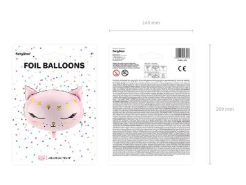 Balón foliový kočka - kočička - růžová - 48 cm