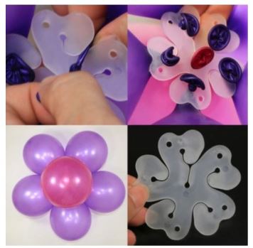 Spojovací klip na balónky květina - 6 ks