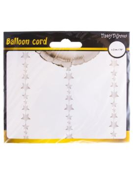 Dekorační stuha - závěs na balónky hvězdy - stříbrné - 2 m - 1 ks