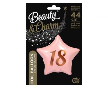Balón foliový 18. narozeniny - Happy birthday - pastelová růžová hvězda - 45 cm