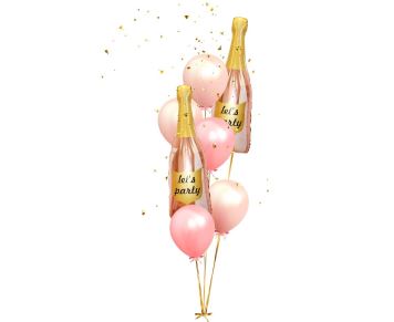 Balón fóliový láhev šampaňské - Champagne - rose gold / růžovozlatá - 91 cm