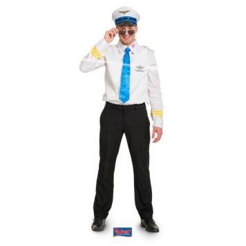 Kostým pilot - letec (košile, čepice,kravata) vel. M/L (48-50)