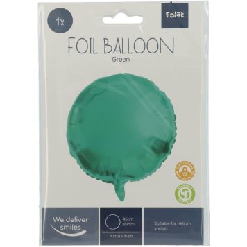 Balón foliový kulatý - matný zelený - 45 cm