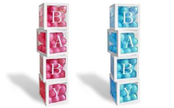 Dekorativní boxy na balónky - Baby shower - 4 ks