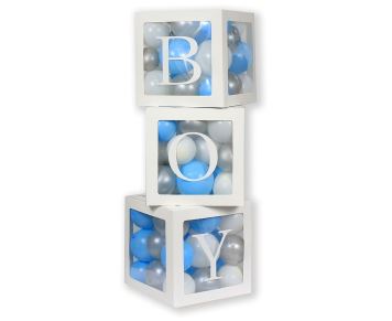 Dekorativní boxy na balónky BOY - Baby shower - 3 ks
