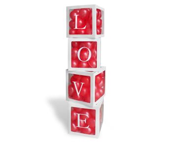 Dekorativní boxy na balónky LOVE - Valentýn - 4 ks