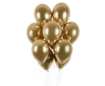 Balónky chromované 50 ks zlaté lesklé - Silvestr - 33 cm