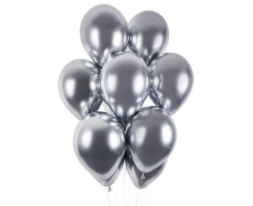 Balónky chromované 50 ks stříbrné lesklé - Silvestr - 33 cm