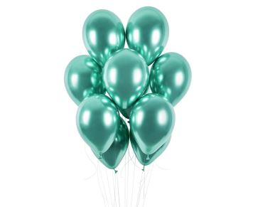 Balónky chromované 50 ks zelené lesklé - 33 cm