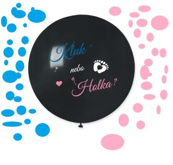 Balón latexový s nápisem " Kluk nebo holka ? " (+ konfety) - Gender reveal - Baby shower - 80 cm