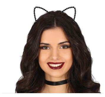 Čelenka kočka - kočička - černá - čarodějnice - Halloween