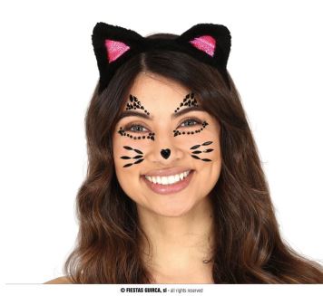 Nalepovací kamínky na obličej - Kočka - kočička - Halloween
