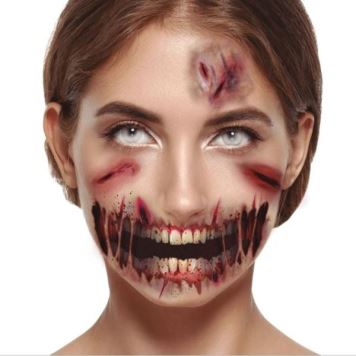 Tetování krvavý obličej - krev - Halloween - 4 ks