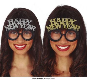 Brýle Happy New Year zlaté / stříbrné - Silvestr - 1 ks