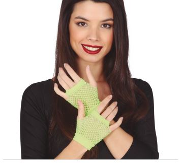 Retro síťované rukavice - neonové zelené - 80.léta - disco